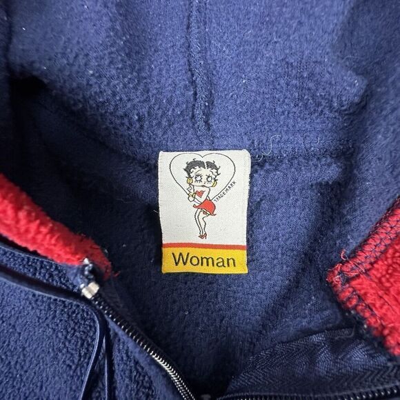Vintage 2002 Betty Boop Quarter Zip Fleece Hoodie Womens XL (28x27) Pullover - Picture 5 of 7